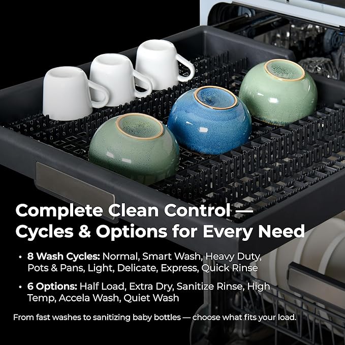 Kenmore 22-14625 24" Built-In Dishwasher - Quiet Tub with TurboDry, Leak, & SmartWash Soil Detection - 15 Place Settings - 49 DBA - ENERGY STAR Certified - Fingerprint Resistant Stainless Steel