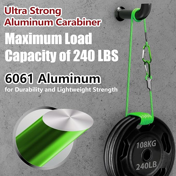 sprookber 4" & 5" Extra Large Aluminum Carabiner D Ring, Caribeener Clips, Spring Snap Hook for Keychain Clip, Set of 4