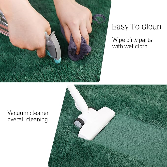 Ultra Soft Fluffy 6x9 Green Area Rugs - Plush Non-Slip Indoor Carpet for Living Room, Bedroom, Nursery, Study, Kids Room Decor