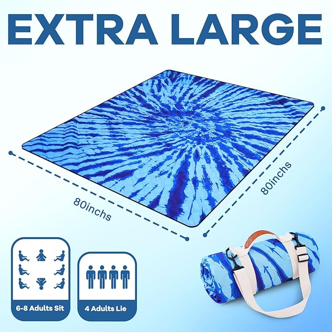 Genovega Waterproof Sandproof Beach Blanket Picnic Outdoor Mat Extra Large Foldable Sand Free Big Giand XL Car Essential Roadtrip Gadget Rv Accessories Gear Must Haves Hiking Items Necessities