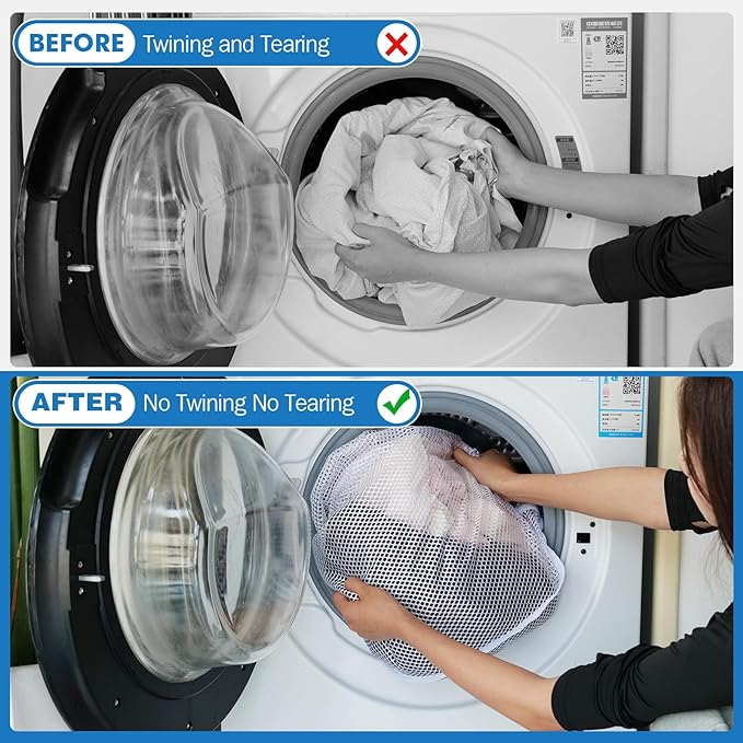 3Pcs Mesh Laundry Bags Washing Machine Mesh Wash Bags Jumbo for Delicates Clothes,Bed Linen,Toys with Drawstring Closure Sturdy(3 XXLarge 28 x 26 Inches)