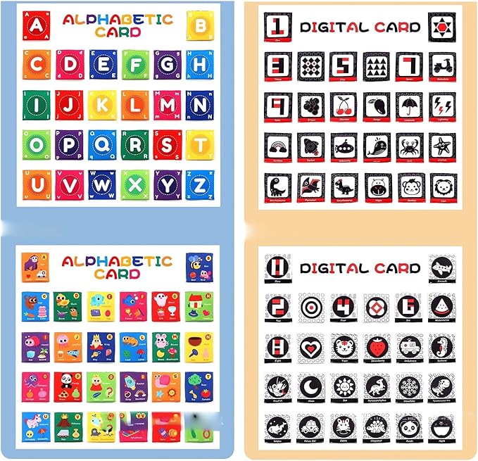 Early Childhood Enlightenment 26 Pieces Toddler Soft Alphabet ABC Letter Number Flash Cards Baby Cloth Bath Book Infant Crinkle First Toys Sensory Learning Flashcards (Letter)