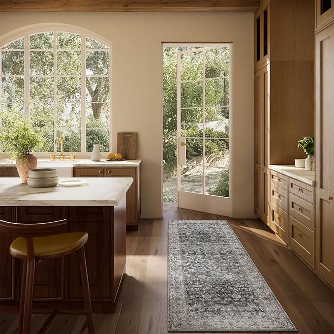 Runner Rug Washable Kitchen Runner: 2'x 6' Hallway Runner Rugs Stain Resistant Non Slip Low Pile Soft Boho Carpet Runners for Hallways Bedroom Entryway Indoor Beside Bathroom Laundry Room