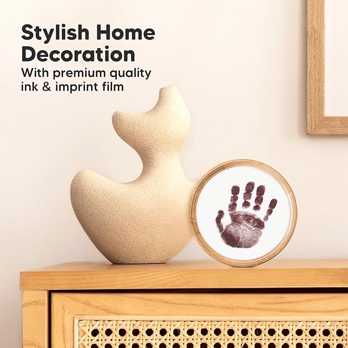 2-Pack Round Inkless Baby Hand and Footprint Kit - Mess Free Ink Pad for Newborn Keepsake, Dog Nose & Paw Print Kit, Clean Touch Ink Pad for Baby Hand & Footprints, Ideal New Mom Gifts (Auburn)