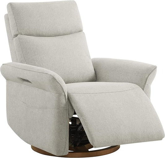 CHITA Power Recliner Chair, Electric Triple-Motor Swivel Glider Nursery Rocking Chair with Adjustable Power Headrest and Lumbar Support, GREENGARD Gold Certified, Solid Wood Base, Crockery Grey