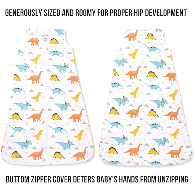 Baby Sleep Sack 1.0 TOG, Organic Cotton Baby Wearable Blanket with Two-Way Zipper, Swaddle Transition Baby Sleeping Bag, All-Season Sleep Sack for Newborn Infant Toddler Boy Girl, 0-6 Months, 1-Pack