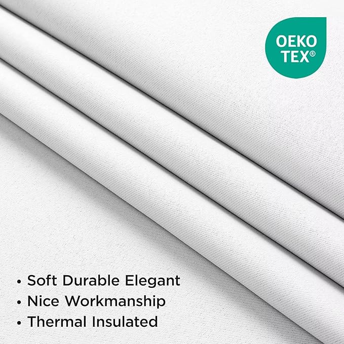 Joydeco 90 Inch 60% Blackout White Curtains 2 Panels, Elegant Semi Sheer Curtains for Bedroom, Thermal Insulated Black Out Drapes for Living Room, Rod Pocket Back Tab Drapes(W52 x L90 Inch,Pure White)