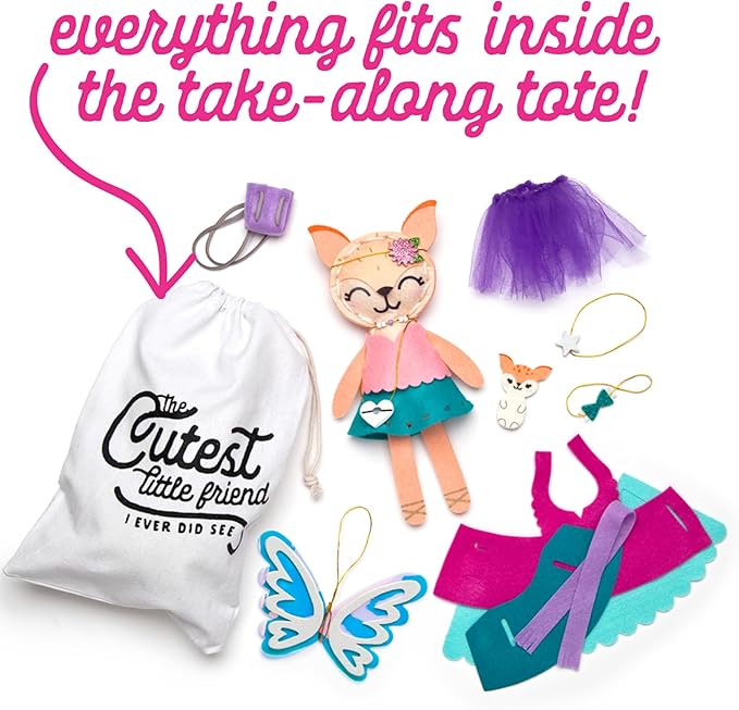 Craft-tastic – Make a Fox Friend Craft Kit – Learn to Make 1 Easy-to-Sew Stuffie with Clothes & Accessories