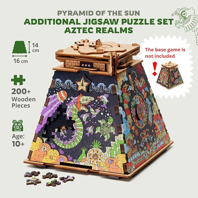 iDventure Cluepuzzle Expansion The Aztec Realms | Wooden Puzzle with 200+ Pieces | Escape Room Game | Gift Box | 4 Designs | Puzzle Size 20x12 cm | Wooden Puzzles for Adults and 10+ | Gift | Hobby