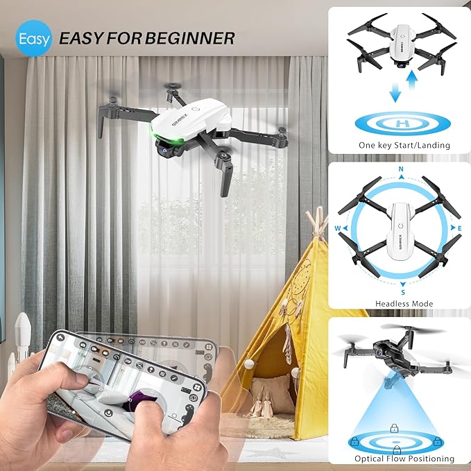 Drone With Camera 1080P for Kids And Adults, RC Quadcopter with Altitude Hold, Mini Drone With One Key Start, Waypoint Fly, Headless Mode, 3D Flip, 3 Speeds, Remote Control Drone for Beginners