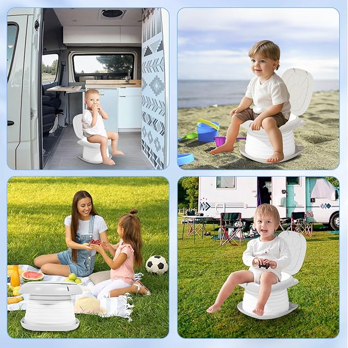 2025 Upgraded Portable Potty Training, Travel Potty for Toddler, portable toilet for kids Foldable, Apply to Seat Emergency Toilet for Camping, Outdoor,Car, Indoor(white Gray)