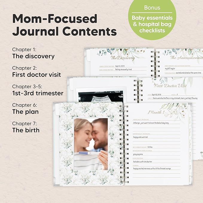 Pregnancy Journal for First Time Moms Gifts - 90 Pages Hardcover Pregnancy Memory Book, Beautiful & Cute Baby Book Keepsake, Ultrasound Baby Scrapbook, Mom To Be Gift (Frost)