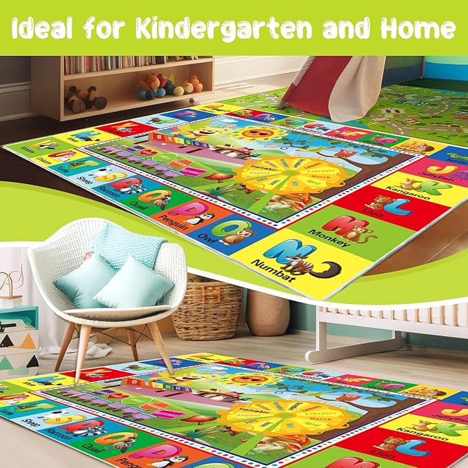 ABC Rug for Kids Room, ABC Mats for Floor Toddlers, Alphabet Play Mat Elementary Preschool Kid's Rugs wtih ABC, Numbers, Animals - (59X39.4 Inches)