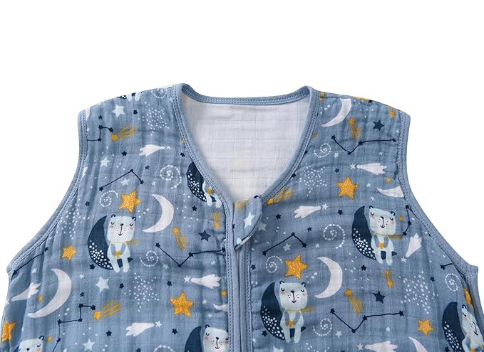 Baby Sleep Sack 0-6 Months Wearable Blanket for Babies 100% Organic Cotton 2-Way Zipper YKK 0.5 TOG Toddler Sleeping Sacks Bears