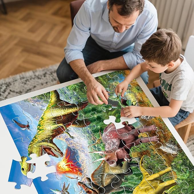 Jumbo Floor Puzzle for Kids,48 Piece Volcano Dinosaur Large Jigsaw Puzzles, Fun Educational Toy for Toddlers Ages 3-5,Preschool Learning Gift for Boy Girl Ages 4-8