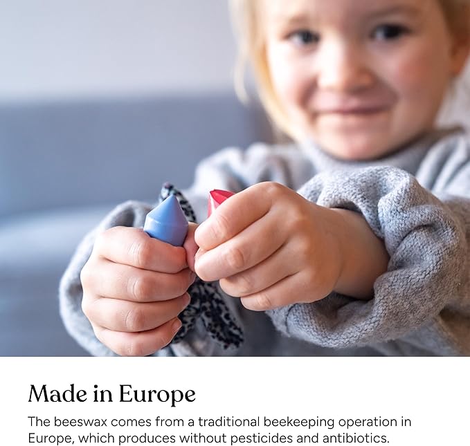 Beeswax Crayons 12 Vibrant Colors | 100% Natural & Eco-Friendly | Safe for Toddlers 1-3