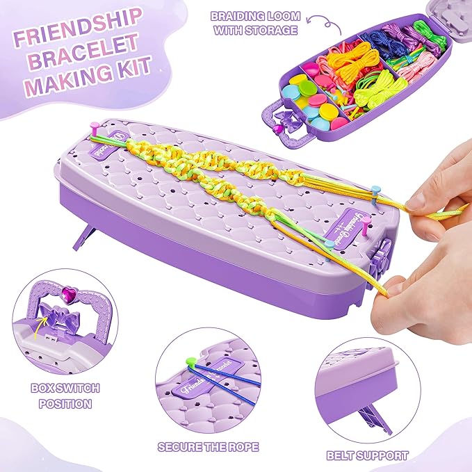 Dpai Friendship Bracelet Making Kit for Girls,DIY Arts and Crafts Toys,Jewelry String Maker Kit,The Best Birthday Gifts Ideas for Girls 6 7 8 9 10 11 12+ Years Old（Double Purple