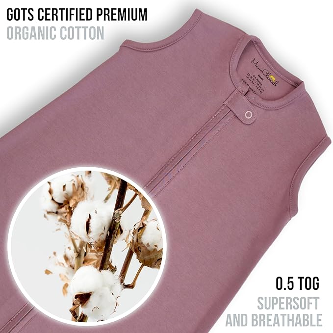 Mama Cheetah Baby Sleep Sack 0.5 TOG, Organic Cotton Baby Wearable Blanket with Two-Way Zipper, Swaddle Transition Baby Sleeping Bag for Newborn Infant Toddler Boy Girl, 0-6 Month