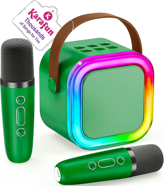 IROO Mini Karaoke Machine for Kids, 2025 TOP Toys Birthday Gifts Ideas for Girls Ages 4, 5, 6, 7, 8, 9, 10, 12+ Years Old, Portable MP3 Player with 2 Wireless Mics for Party