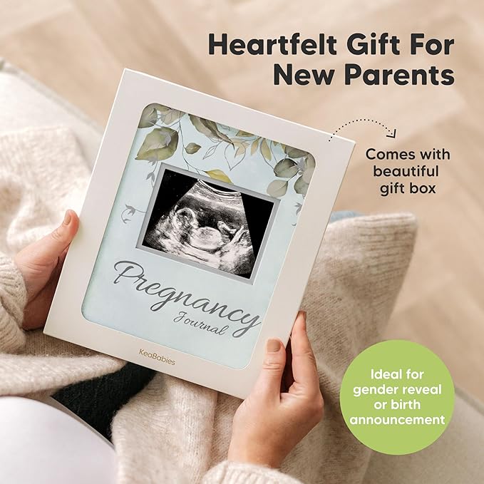 Pregnancy Journal for First Time Moms Gifts - 90 Pages Hardcover Pregnancy Memory Book, Beautiful & Cute Baby Book Keepsake, Ultrasound Baby Scrapbook, Mom To Be Gift (Frost)