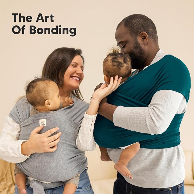 KeaBabies Baby Wrap Carrier - All in 1 Original Baby Carrier Newborn to Toddler Sling, Easy to Wear, Hands Free Bonding, Lightweight, Breathable Infant Wraps (Peacock Blue)