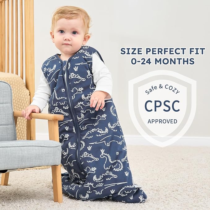 Yoofoss Baby Sleep Sack 0-6 Months, TOG 2.5 Baby Wearable Blanket with 2-Way Zipper, 100% Organic Cotton Fabric Winter Newborn Sleeping Sack, Warm Soft Comfy