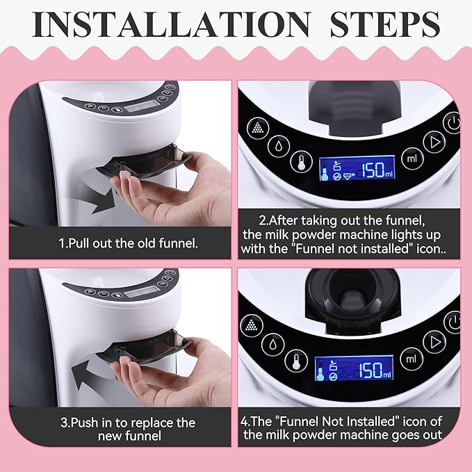 2 Sets Replacement Funnel Compatible with Baby Brezza Replacement Parts Funnel and Cover Baby Formula Dispenser, Grey