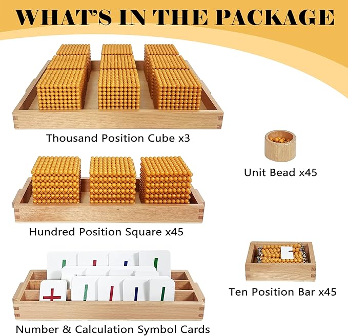 Montessori Golden Beads，Montessori Counting Beads，Montessori Math Materials，Preschool Education Toys Math Bank Game