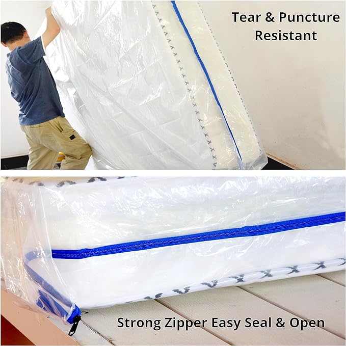 Twin Mattress Bag for Moving and Storage Cover -5 Mil Zipper Plastic Waterproof Mattress Storage Bag,77x41x14 inches,1 Pack
