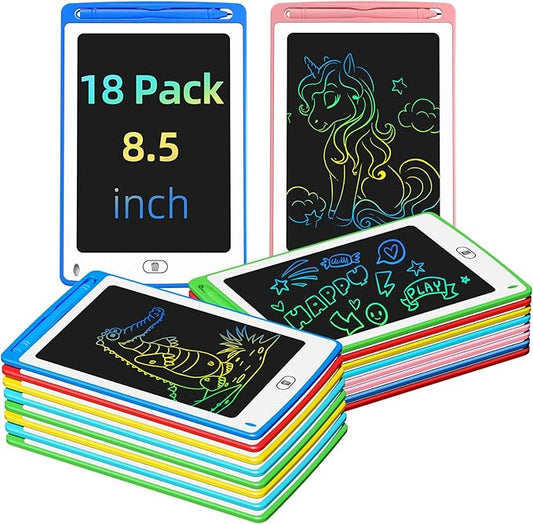 LCD Writing Tablet for Kids, 8.5 Inch Colorful Doodle Board Drawing Tablet, Educational Learning Toys Birthday Gifts for Kids Age 3 4 5 6 7 8 (18 Pack)