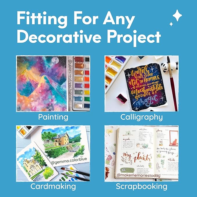 Mozart Premium Japanese Watercolor Paint Set - 40 Rich Colors with Metallic, Neon Pans - Artist-Quality Set for Adults, Kids & Students - Water Color - Metallic Watercolor Paints