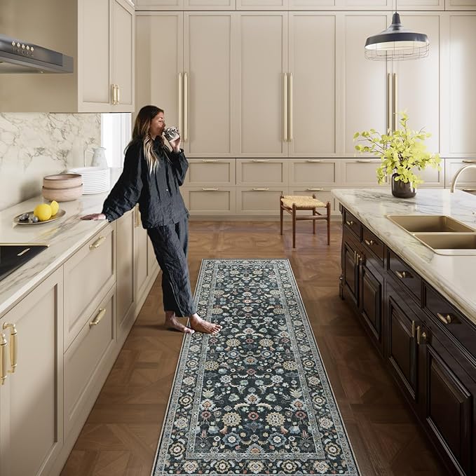 Washable Runners for Hallways Kitchen Rug: 2'x10' Runner Rugs Stain Resistant Non Slip Low Pile Boho Carpet Runners for Hallways Bedroom Entryway Indoor Beside Bathroom Laundry Room