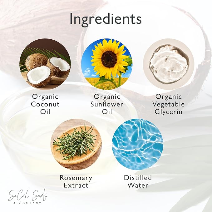 SoCal Suds & Company - 2-in-1 Organic Foaming Baby Wash Castile Soap & Shampoo Refill - Gentle Body Soap for Sensitive Gentle Bath -Nourishing Soothing Ingredients -Newborn Baby - Fragrance Free, 32oz