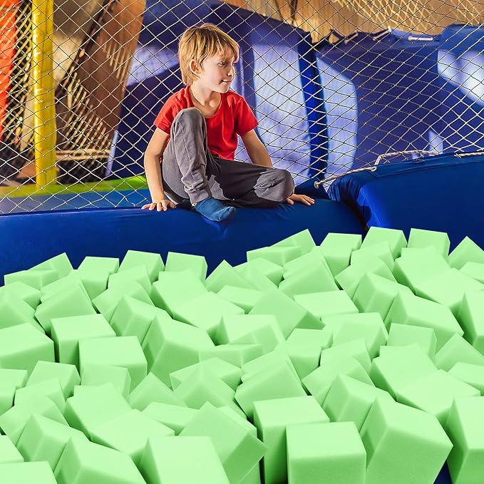 Foam Pit Cubes, 24 PCS 5 Inches Gymnastics Foam Blocks Trampoline Blocks, Multi-Sport Protective Padding for Freerunning, Trampoline, Parkour, Skate Parks & BMX - Green