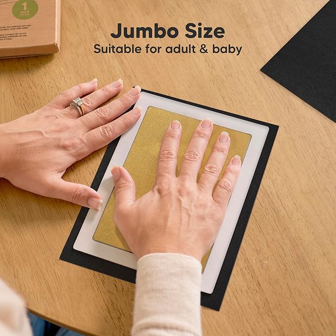 1-Pack Inkless Baby Hand and Footprint Kit - Mess Free Ink Pad for Newborn Keepsake, Dog Nose & Paw Print Kit, Clean Touch Ink Pad for Baby Hand & Footprints, Ideal New Mom Gifts (Gold, Jumbo)