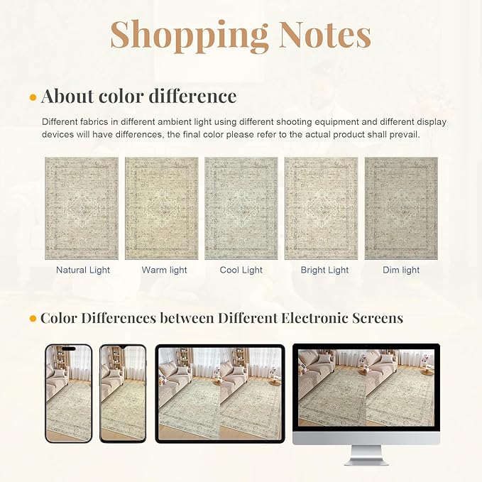 LIVEBOX Washable 2.5x8 Runner Rugs for Entryway Bathroom, Boho Kitchen Floor Mats Long Rug Runners for Hallways Non Slip, Farmhouse Low-Pile Carpet Runners for Laundry Room, Tan