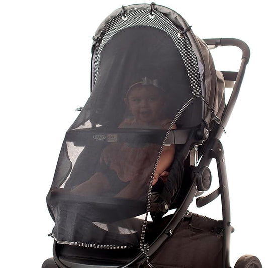 Stroller Sun Shade - Universal UV Protection Cover for Strollers Sunshade with See Through, Clip-On Sun Blocker, Sun Shield for Baby, Breathable Adjustable Fit, Full Coverage, Large