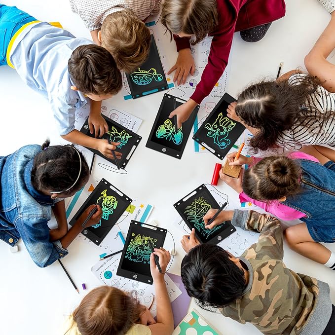 Epakh 16 Pieces LCD Writing Tablet Doodle Pad for Kids 8.5 Inch LCD Drawing Board Colorful Reusable Writing Tablet for Girl Boy Toddlers Educational (Black)