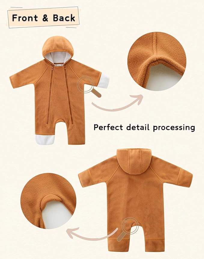 Newborn Baby Fleece Jumpsuit Girls Boys Winter Hooded Coverall Romper Cute Baby Snowsuit Clothes