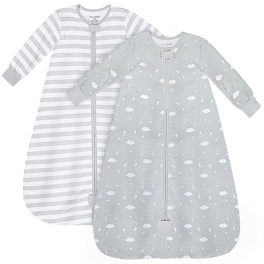 Mama Cheetah Baby Sleep Sack with Sleeves, 0.5 TOG Organic Cotton Wearable Blanket and Two-Way Zipper, Swaddle Transition Long Sleeve Sleeping Bag for Newborn Infant Toddler, 6-12 Months