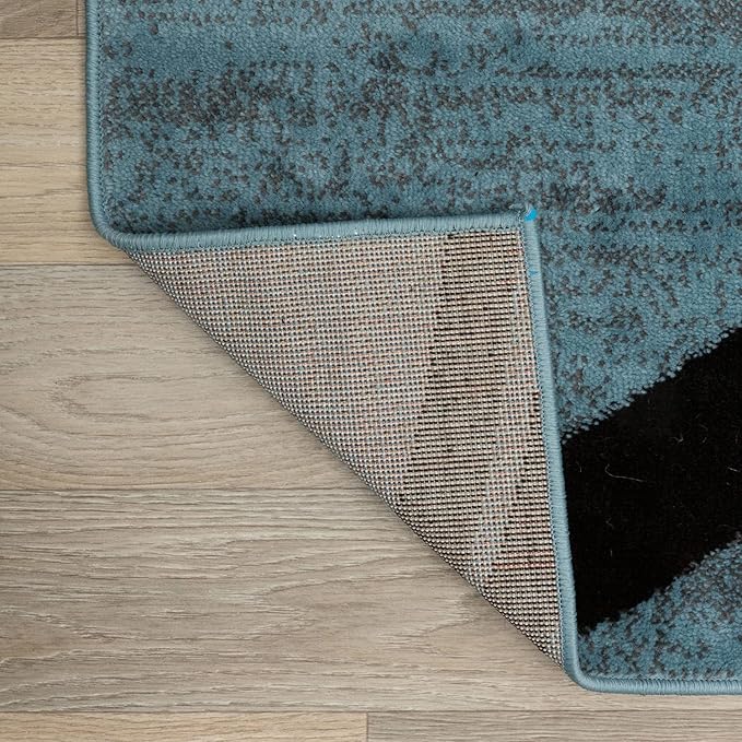 Rugshop Modern Wavy Circles Design Area Rug 4' x 6' Blue