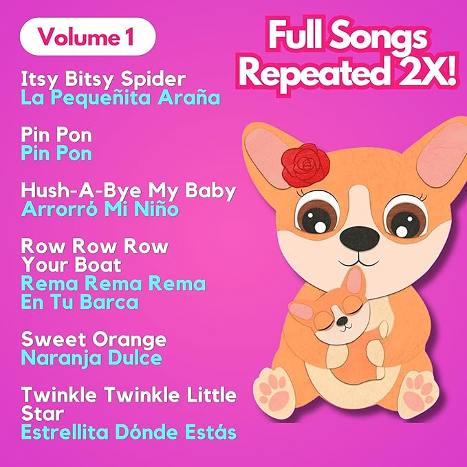Musical Spanish Books for Kids 1-3, Spanish English Toys for Babies & Toddlers 1-3, Baby & Toddler Spanish Books, Bilingual Learning Toys 1 Year Old, Libros Infantiles en Español