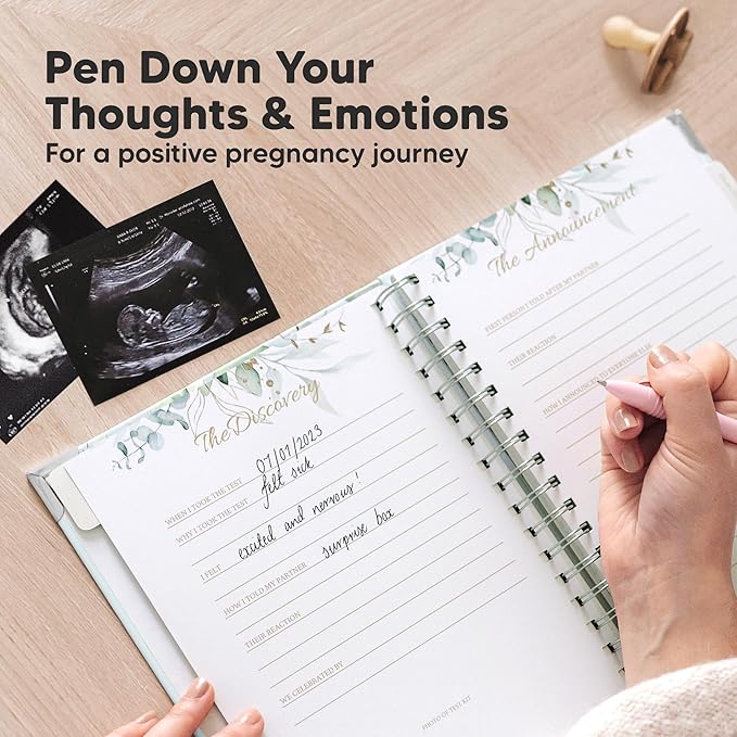 Pregnancy Journal for First Time Moms Gifts - 90 Pages Hardcover Pregnancy Memory Book, Beautiful & Cute Baby Book Keepsake, Ultrasound Baby Scrapbook, Mom To Be Gift (Frost)