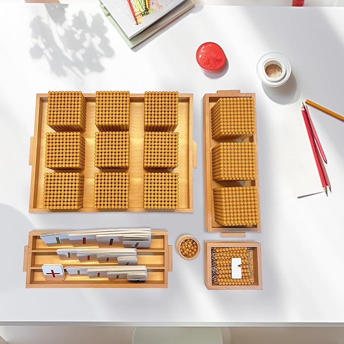 Montessori Golden Beads，Montessori Counting Beads，Montessori Math Materials，Preschool Education Toys Math Bank Game