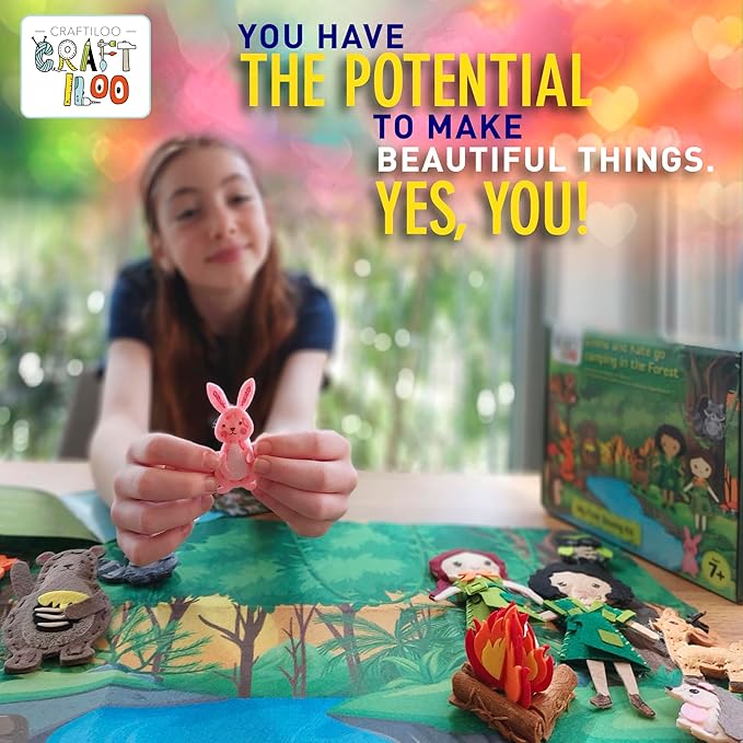 CRAFTILOO Woodland Sewing Kit for Kids, Fun and Educational Fairytale Craft Set for Boys and Girls Age 8-12, Sew Your Own Felt Forest Animal Craft Kit for Beginners