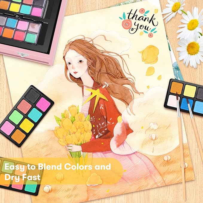 iBayam Arts and Crafts Gifts for Kids 6-14 Year, Teens Girls Christmas Gifts, 150-Pack Art Set Kits with 2 Sketch Pads, Coloring Book, 24 Colored Pencils, 24 Oil Pastels, 24 Watercolor, 60 Crayons