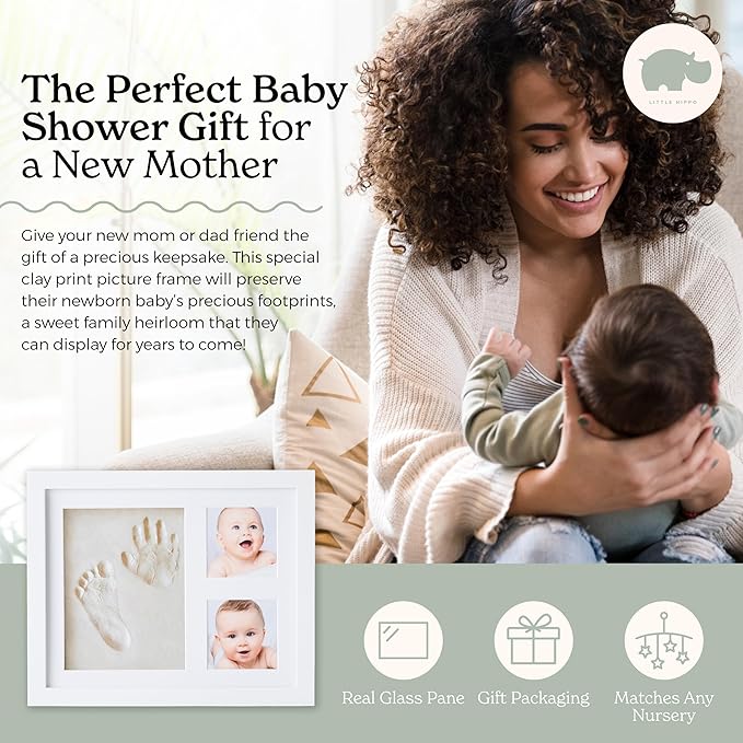 Little Hippo Baby Footprint Kit & Keepsake | Baby Handprint Kit | Baby Hand and Footprint Kit (Alpine White, Standard)