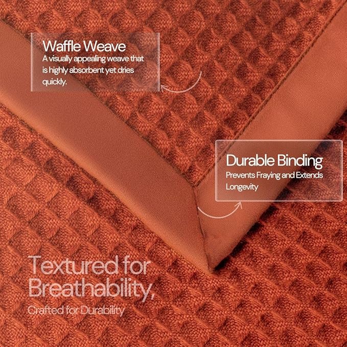 Salt Earth GOTS Certified 100% Organic Cotton Throw Blanket,108"X90" Blankets & Throws for Bed, Throw Blanket for Couch,Modern & Cozy Blanket, All Season Waffle Blanket, Soft Blanket(Cinnamon Stick)