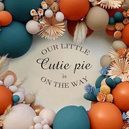 Our Little Cutie Pie is On The Way Wall Decal - Baby Shower Party Decorations Stickers, Gender Reveal Party Supplies Wall Stickers, Balloon Arch Background Wall Decoration Cutie Pie Sign Decal