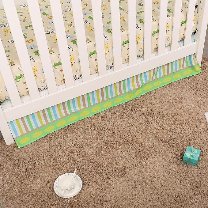 Brandream Jungle 3- Piece Nursery Crib Bedding Sets for Boys - Zebra Elephant Lion Monkey Giraffe Crocodile Birds - Playful Animal Zoo